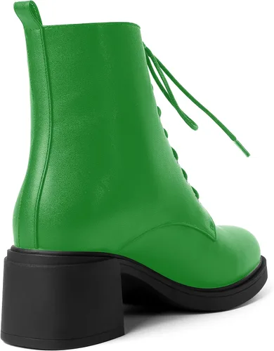 Vista 61 de ROSERWISH Botas altas de tacón bajo y grueso para mujer, con cordones, cómodas, modernas, con puntera redonda, de 2.5 pulgadas