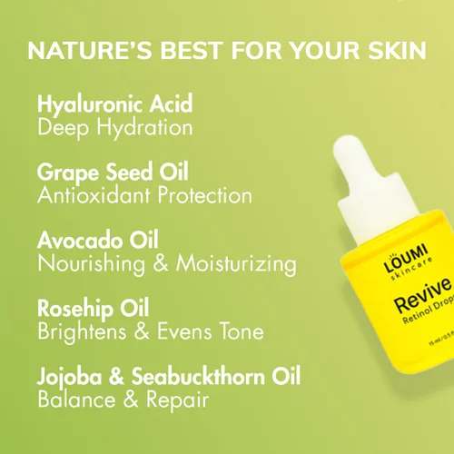 Vista 2 de LOUMI Skincare Daily Duo - Gotas de retinol Rose Glow and Revive - Aceite facial hidratante - Hidratación ligera - Vegano, sin parabenos, sin