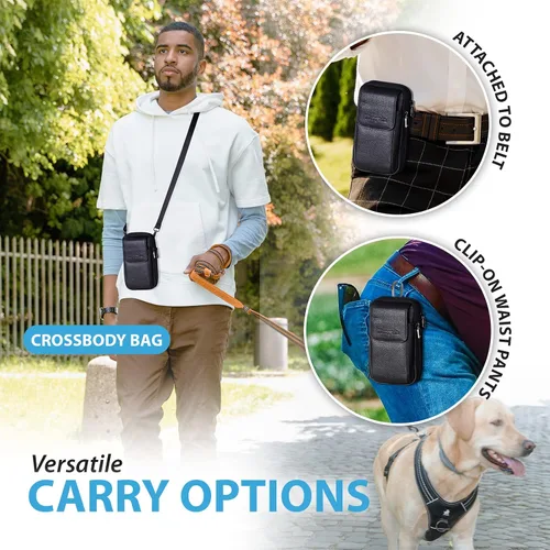 Vista 5 de Funda vertical de cuero para hombre con clip para cinturón, bolsa de mensajero de viaje, bolsa cruzada para iPhone 17 Pro Max 15 Pro Max, Samsung