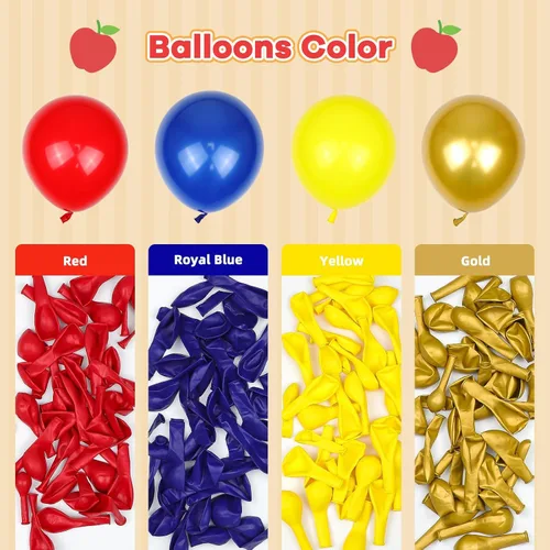 Vista 4 de Kit de guirnalda de arco de globos rojos, azules y amarillos, 131 piezas para decoraciones de fiesta de cumpleaños