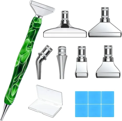 Vista 13 de Heyseri Bolígrafos de arte de diamante, juego de herramientas de 14 piezas, accesorios para bolígrafos de pintura de diamante, puntas de metal