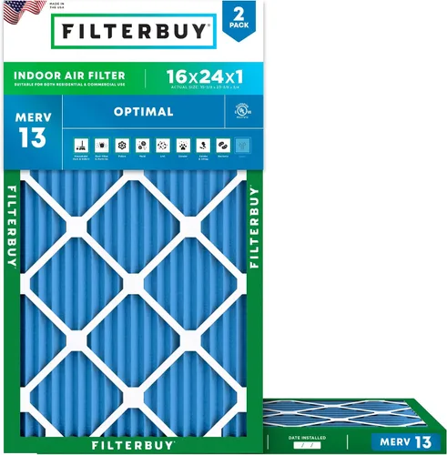 Vista 14 de Filterbuy Filtro de aire MERV 13 de 8 x 14 x 1 pulgadas, protección óptima contra el humo y la alergia (paquete de 2), filtros electrostáticos
