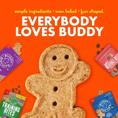 Vista 11 de Buddy Biscuits Golosinas crujientes para perros medianos, mantequilla de maní, tarro de 20 onzas