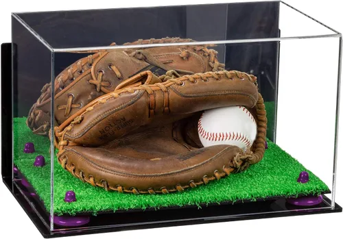 Vista 148 de Better Display Cases Vitrina de guantes de béisbol de acrílico transparente con elevadores negros (A011/V16)