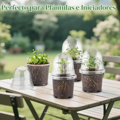 Vista 7 de RooTrimmer - Juego de 60 macetas transparentes para guardería con cúpulas de humedad, macetas de plástico de 4 pulgadas con agujeros de drenaje