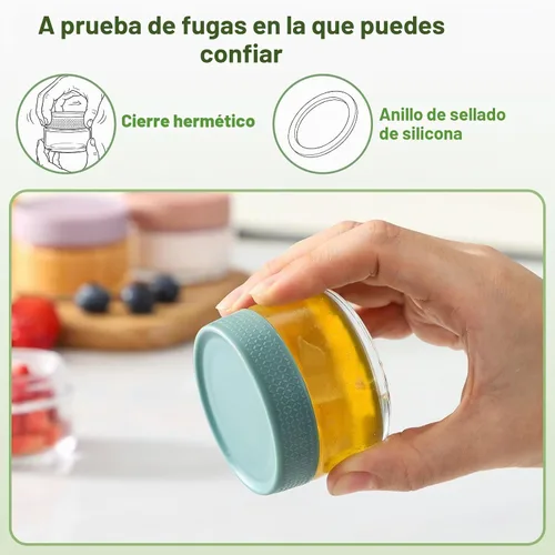 Vista 4 de NETANY Recipientes de vidrio para aderezo de ensalada de 2 onzas, paquete de 6 recipientes pequeños para salsa con tapas y mini recipientes