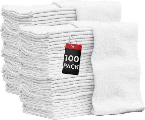 Vista 10 de Nabob Wipers - Juego de 100 toallas para taller de mecánica automotriz, trapos a granel 100 % algodón, trapos de tienda de grado comercial