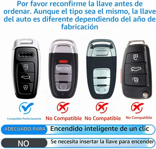 Vista 2 de Tukellen Funda de Cuero para Llavero de Audi con Cadena de Llaves, Protector de Funda de Cuero Compatible con Llavero Inteligente sin Llave 2019
