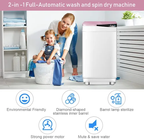 Vista 3 de RELAX4LIFE Lavadora compacta completamente automática con 6 programas, 3 niveles de agua, ajuste de desequilibrio, combinación todo en uno, lavadora