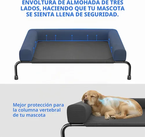 Vista 3 de Simple Trending Cama Elevada para Perros Grandes, Cuna Elevada Refrescante para Perros con Refuerzos, Cama Transpirable para Mascotas