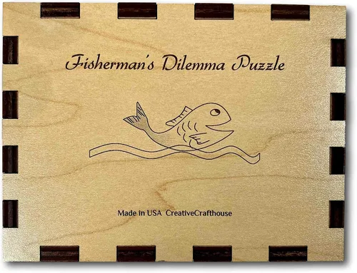 Vista 5 de Rompecabezas de madera del dilema del pescador - Hecho en Estados Unidos