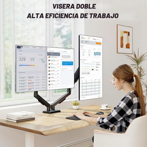 Vista 7 de 5Rcom Soporte de monitor doble para pantallas de computadora de 17-34