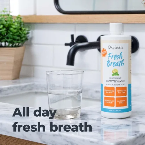 Vista 5 de Premium Oxyfresh - Enjuague bucal de menta y limón - Enjuague bucal para el mal aliento - Enjuague bucal sin SLS y flúor - Sin alcohol, enjuague