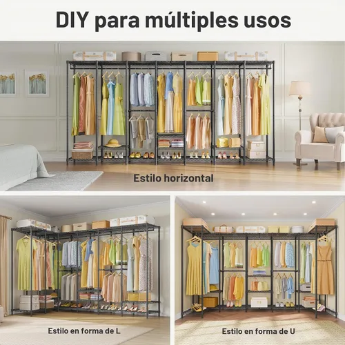 Vista 6 de VIPEK U70 Perchero extra grande resistente, armario de pie portátil para almacenamiento de ropa en el dormitorio, organizador de armario de alambre