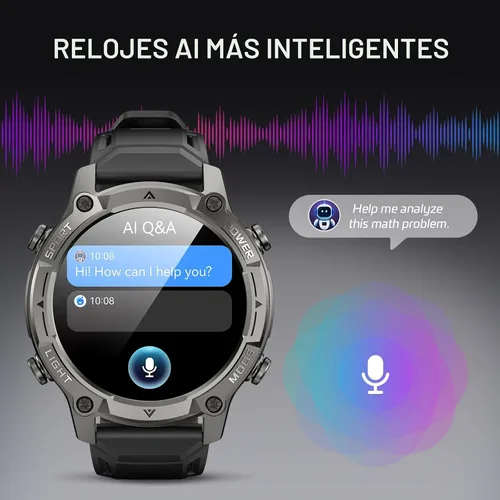 Vista 7 de Smart Watch for Men, Outdoor GPS, Answer/Make Call, 5ATM Waterproof, 50mm 1.43" AMOLED, Offline Maps 4GB RAM, Compass, Voice Assistant, Heart