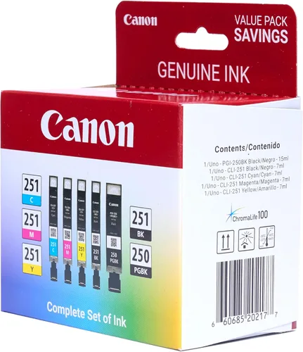 Vista 2 de Canon PGI-250/CLI-251 Paquete Amazon de 5 colores, (paquete de 2)