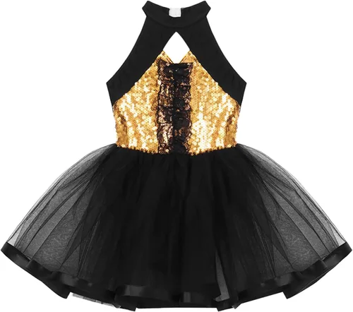 Vista 104 de CHICTRY Vestido tutú de ballet con lentejuelas brillantes para niñas y niñas, moderno disfraz de baile latino de jazz