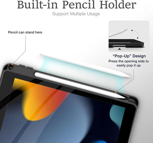 Vista 6 de Funda para iPad 9ª/8ª/7ª Generación 10.2 Pulgadas Pro 10.5 Pulgadas Air 3ª - Folio Protector de Múltiples Ángulos con Soporte para Lápices