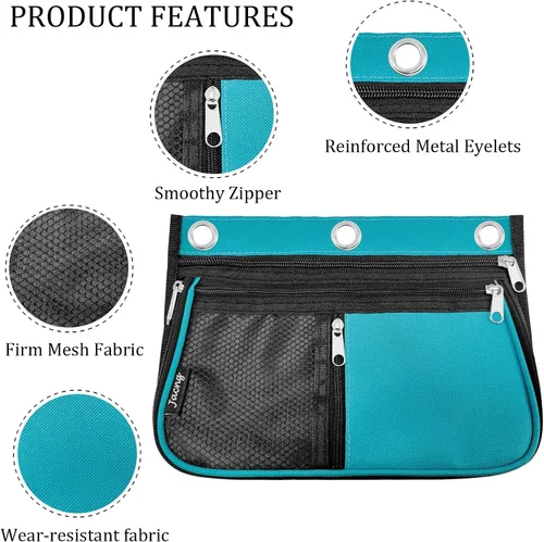 Vista 3 de Estuche de gran capacidad para carpeta de 3 anillas, bolsas expandibles con cremallera, 3 compartimentos para organizadores de oficina (azul)