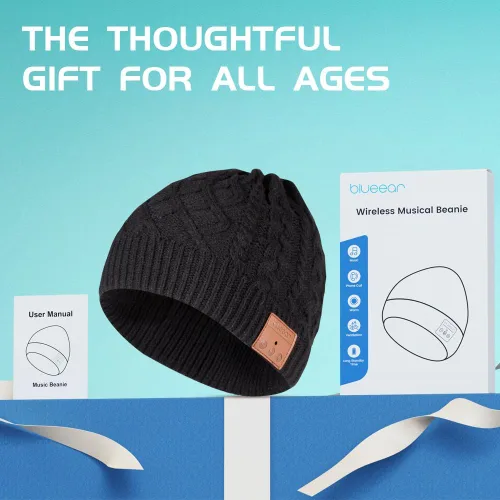 Vista 6 de Gorro Bluetooth con auriculares para deportes al aire libre, regalo Negro