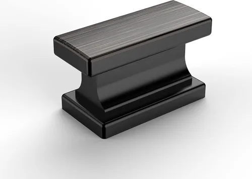 Vista 8 de Amerdeco - Paquete de 6 perillas en negro mate para gabinete, un solo orificio de 1.46 pulgadas, manijas para armarios, tiradores rectangulares