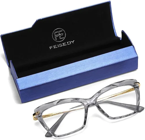 Vista 7 de FEISEDY Marco de gafas de ojo de gato, lentes transparentes, gafas para mujer B2440