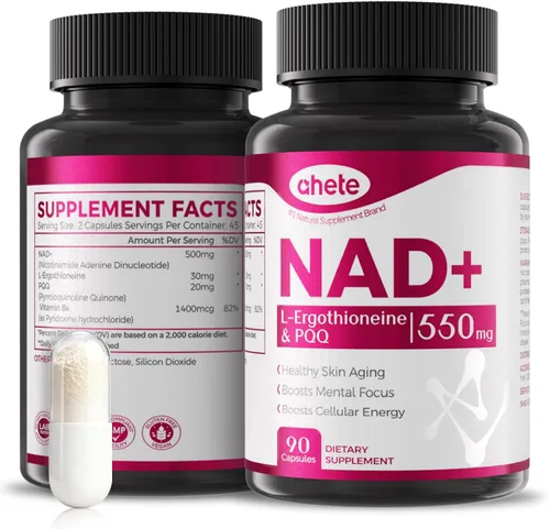 Vista 10 de Suplemento NAD con L-ergotioneína, PQQ, vitamina B6 y suplemento NMNH - para salud celular, apoyo energético y envejecimiento saludable para mujeres