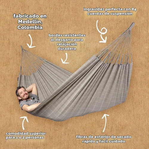 Vista 7 de LA SIESTA Brisa - Hamaca clásica colgante, hecha a mano, resistente a la intemperie, resistente a roturas para relajación en interiores y Almendra