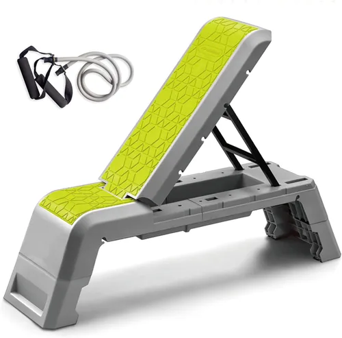 Vista 9 de leikefitness Plataforma aeróbica multifuncional con plataforma de entrenamiento de cable, banco de mancuernas ajustable, banco de pesas