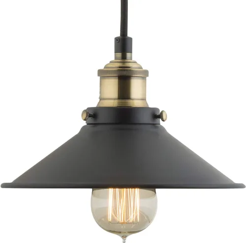 Vista 2 de Linea di Liara LL-P407 lámpara de techo industrial Andante, aplique de un foco con pantalla de metal y cable, con cubierta de 5 pulgadas, diseño