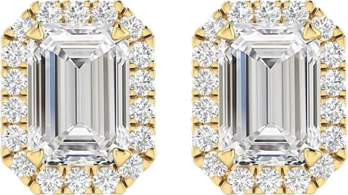 Vista 11 de Houston Diamond District Aretes de halo de diamantes cultivados en Platinado