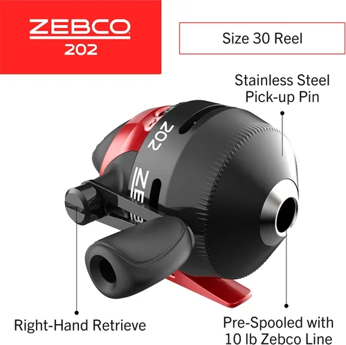 Vista 3 de Zebco 202 Spincast Reel and Fishing Rod Combo, Right-Hand Retrieve, Pre-Spooled with 10-Pound Line