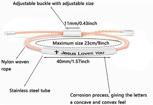 Vista 5 de LIU JUN WWJD - Pulseras de tubo para mujer, con texto en inglés "What Would Jesus Do", ajustable, trenzadas a mano, de acero inoxidable para mi