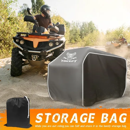Vista 5 de Funda para ATV impermeable de alta resistencia con hebilla, funda para 4 ruedas a prueba de polvo, anti UV, a prueba de viento, para todo clima