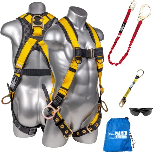 Vista 13 de Palmer Safety Kit de arnés de seguridad para protección contra caídas I Arnés de construcción + varios cordones + extensor de anillo en D