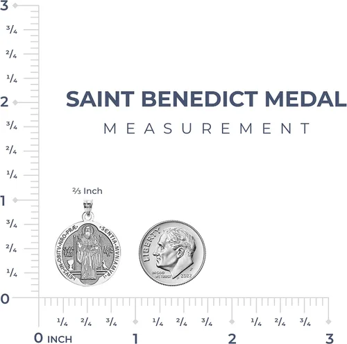Vista 4 de PicturesOnGold.com Medalla religiosa de San Benito - en plata de ley, oro de 10 quilates o 14 quilates