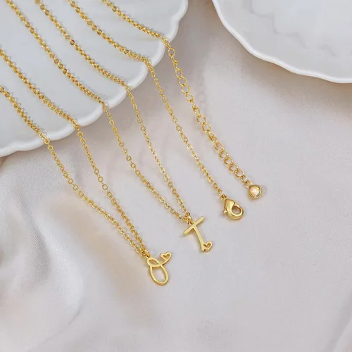 Vista 8 de TEWIKY Initial Necklace for Women Girls, 14k Gold Filled Necklaces Dainty Gold Letter Pendant Necklace Trendy Waterproof Simple Cute Necklaces