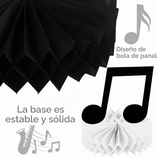 Vista 4 de Notas musicales para decoración de mesa de fiesta, 11 piezas, centros de mesa de panal de abeja para notas musicales, temática de fiesta