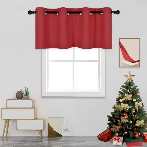 Vista 15 de DECOVSUN Cenefa de cortina opaca amarilla brillante para ventanas de cocina, cenefa opaca con ojales para dormitorio, cenefa corta y recta para sala