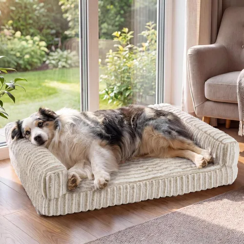 Vista 13 de Bedsure - Cama ortopédica para perros pequeños, cama impermeable de espuma viscoelástica con lados, sofá de espuma de nido de abeja para perros