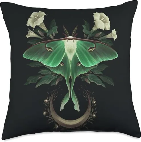 Vista 5 de Aesthetic Celestial Luna Moth Moon Butterfly Almohada de tiro 16x16, multicolor