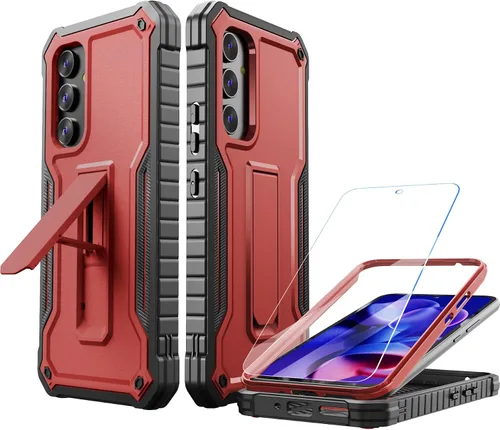 Vista 8 de ExoGuard Funda para Samsung Galaxy A54 5G, funda de goma resistente a prueba de golpes con protector de pantalla incorporado (morado)