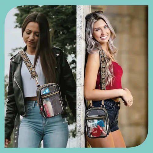 Vista 29 de Bolso cruzado aprobado por estadios para mujer, bolsa transparente para estadios para eventos deportivos, conciertos