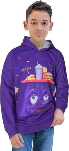 Vista 6 de Grimace Costume for Kids Boys Girls Hoodie Monster Cute Cartoon Sweatshirt Home Casual Wear for Kids 5-12 Years