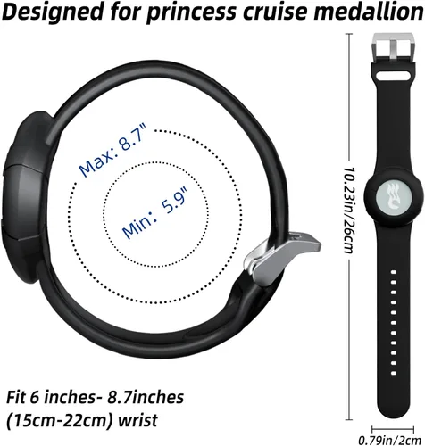 Vista 6 de Banda Deportiva para Medallón de Princess Cruise, Paquete de 1/2 Pulseras de Silicona para Sostener Medallón Carnival Ocean, Compatible con Mujeres