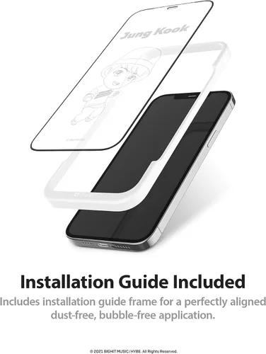 Vista 3 de iFace TinyTAN inspirado en BTS Protector de pantalla de vidrio templado de borde redondo diseñado para iPhone 12 Pro Max (Jung Kook)