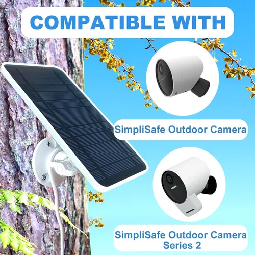 Vista 5 de DIANMU Panel solar para cámara de seguridad SimpliSafe para exteriores y serie 2, con cable resistente a la intemperie de 13 pies y soporte