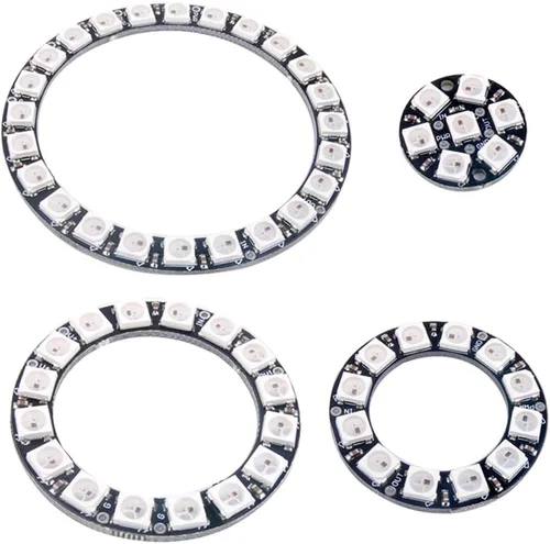Vista 7 de Anillos LED RGB de 7 bits 7 X WS2812B 5050 Luz de lámpara con controladores integrados direccionables individualmente para Arduino Raspberry Pi