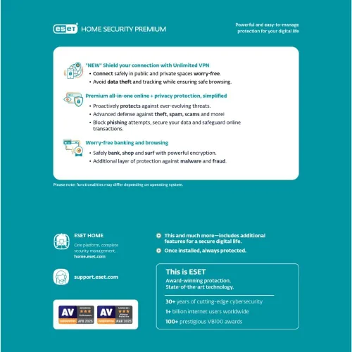 Vista 2 de ESET Home Security Premium Antivirus 2025 Edition 1 Device 1 Year Unlimited VPN Privacy Protection Ransomware Anti-Theft Digital