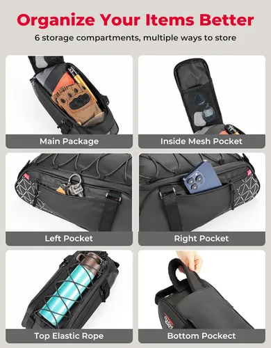 Vista 4 de KEMIMOTO Bolsa trasera para bicicleta – 8L PVC resistente al agua bolsas para bicicleta trasera de bicicleta, alforja para maletero de bicicleta